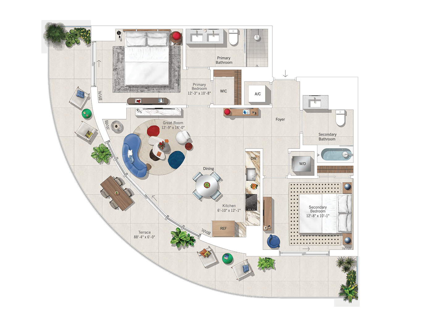 Residence 09 (2BR/2BA) floor plan