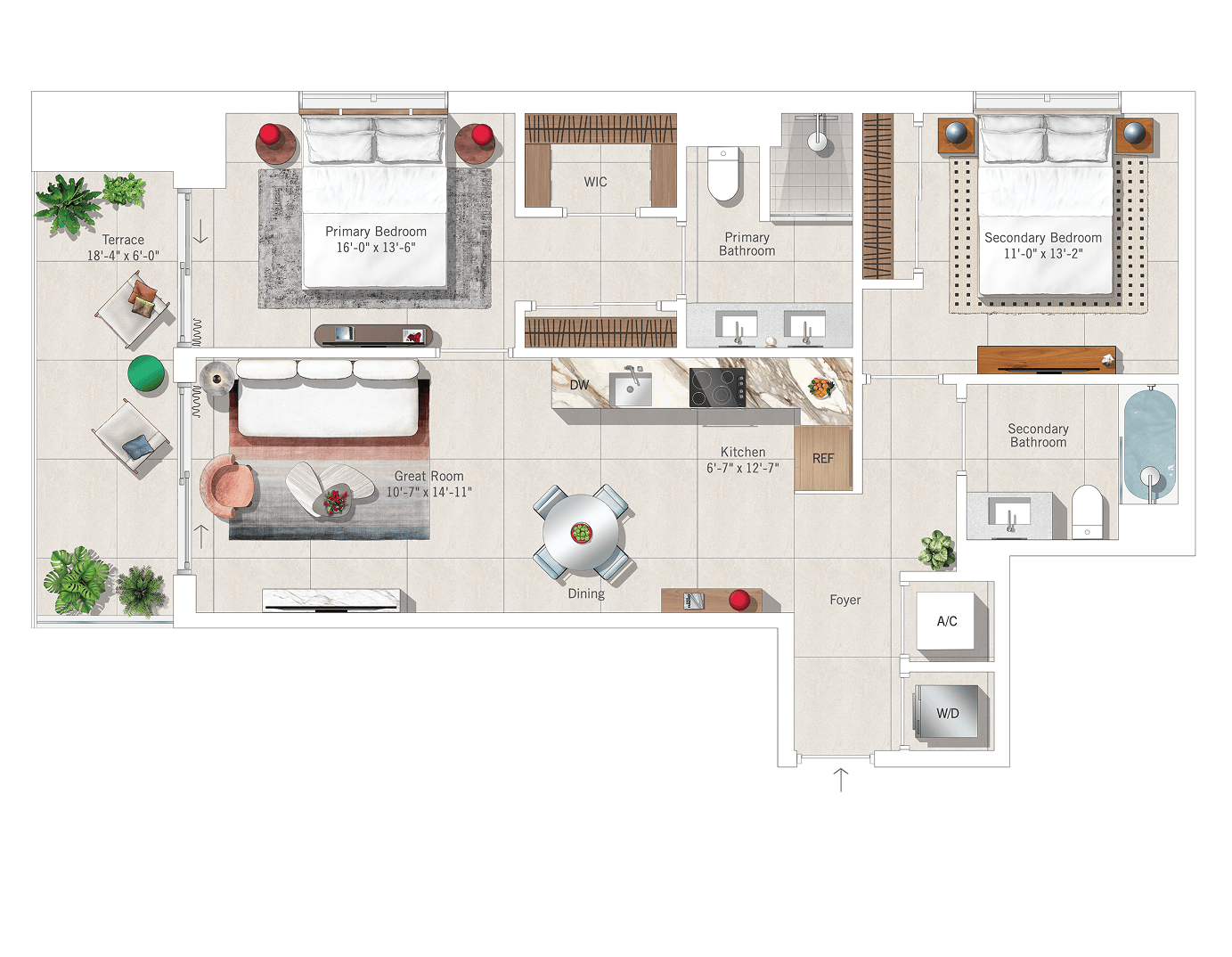 Residence 12 (2BR/2BA) floor plan