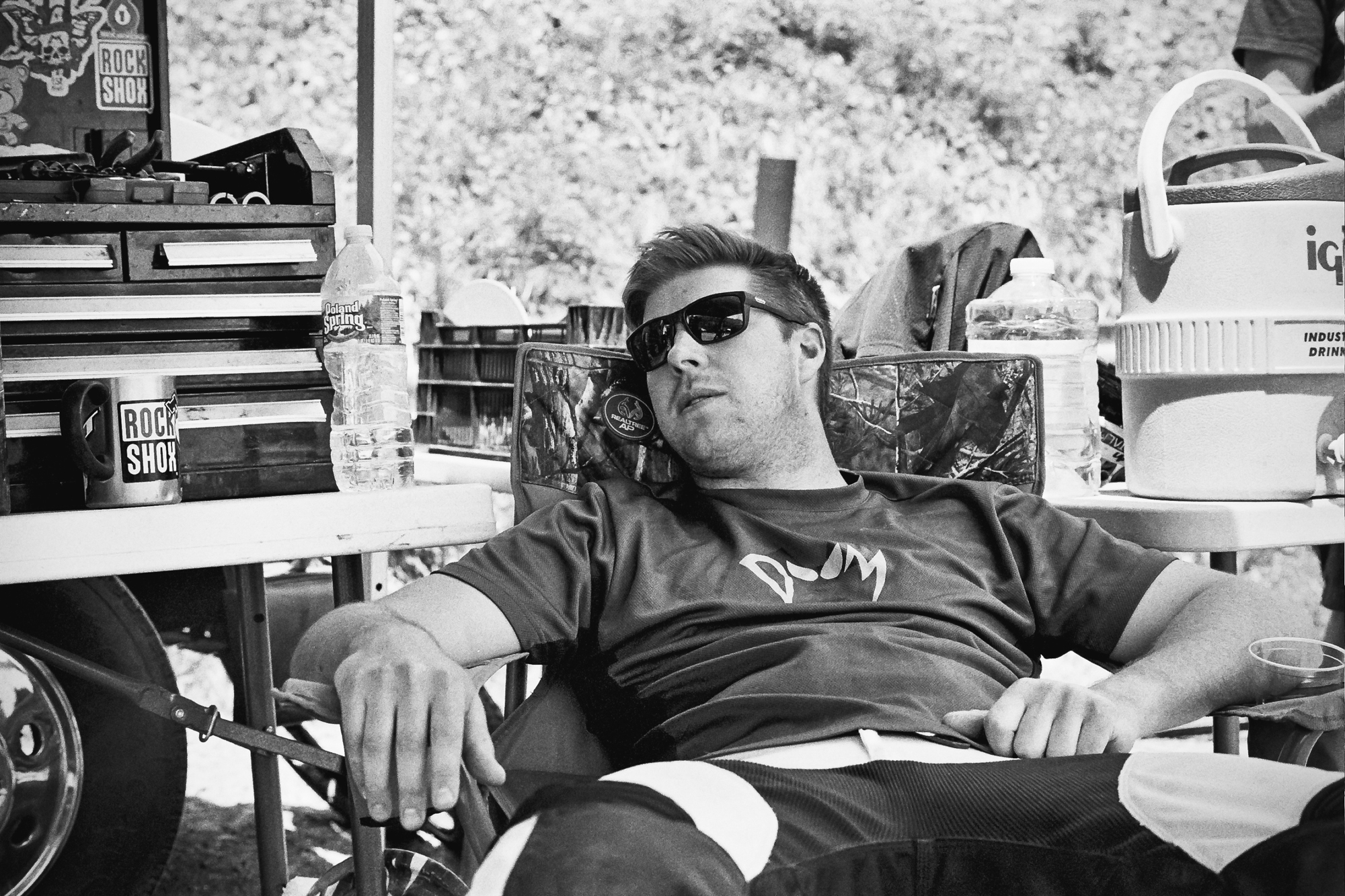 Riding bikes is hard work; PJ taps out for the afternoon under the EZ-up. || Autumn 2014 | Roxbury, NY ||