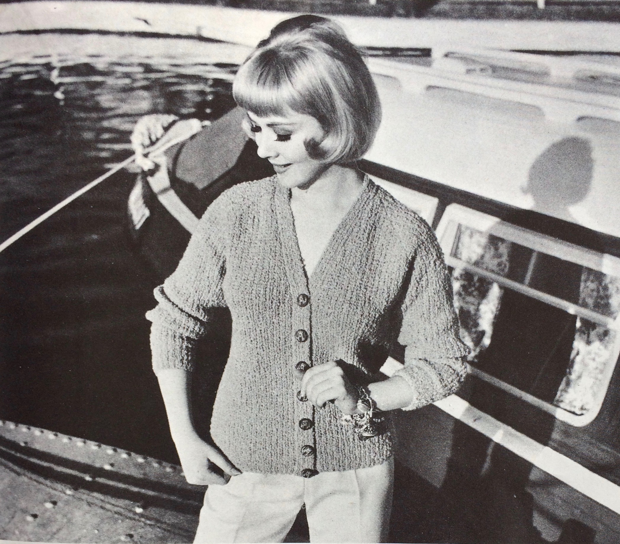 This is a cardigan that does duty as a sweater.