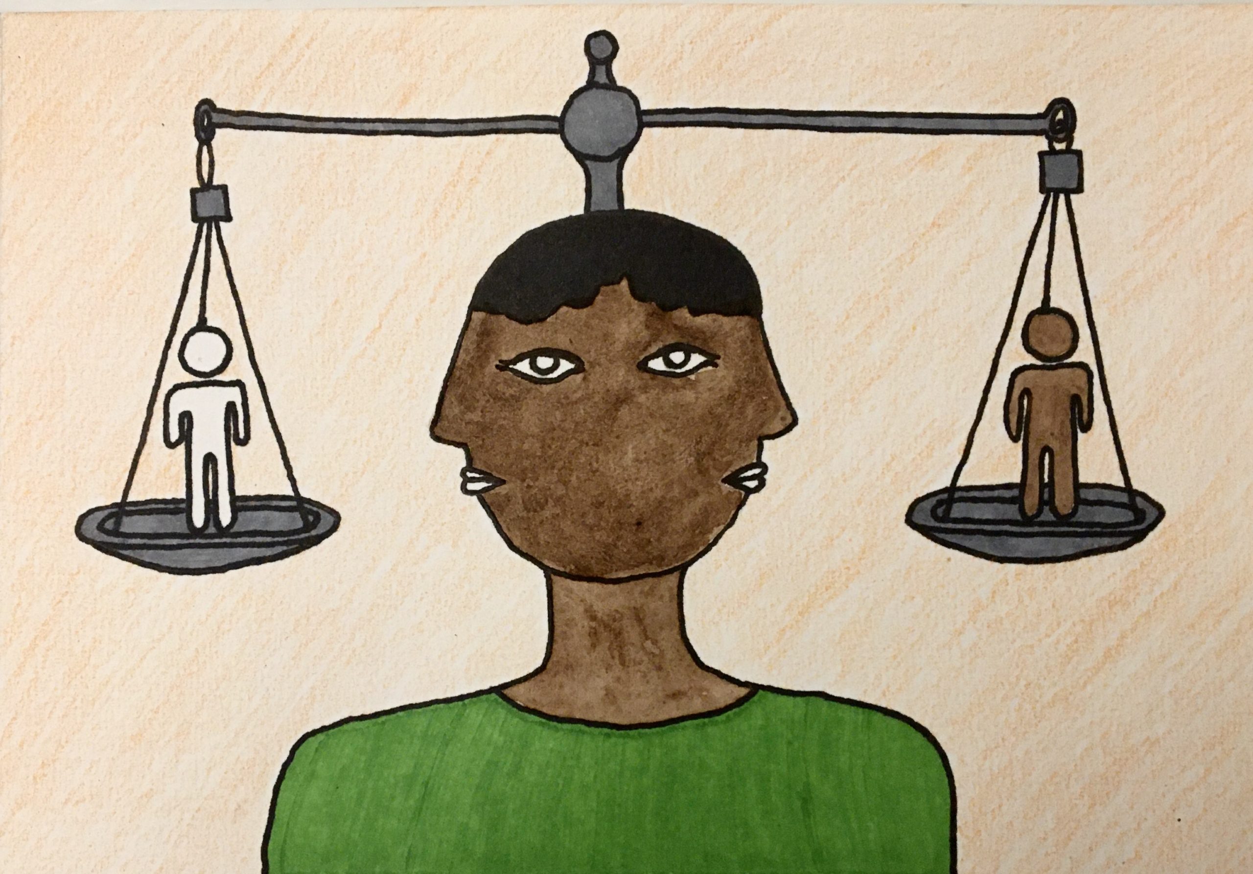 Abstract representation of the double consciousness of an Indian person