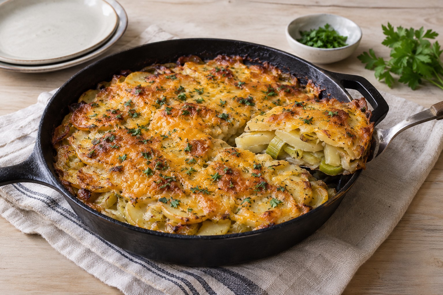 Pan Haggerty with Mustard and Leeks