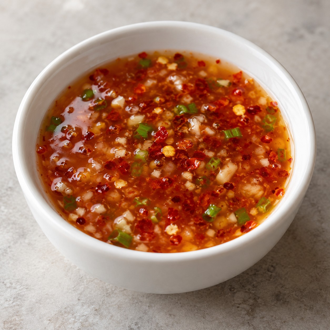 Sweet hot dipping sauce with red pepper, garlic and scallion