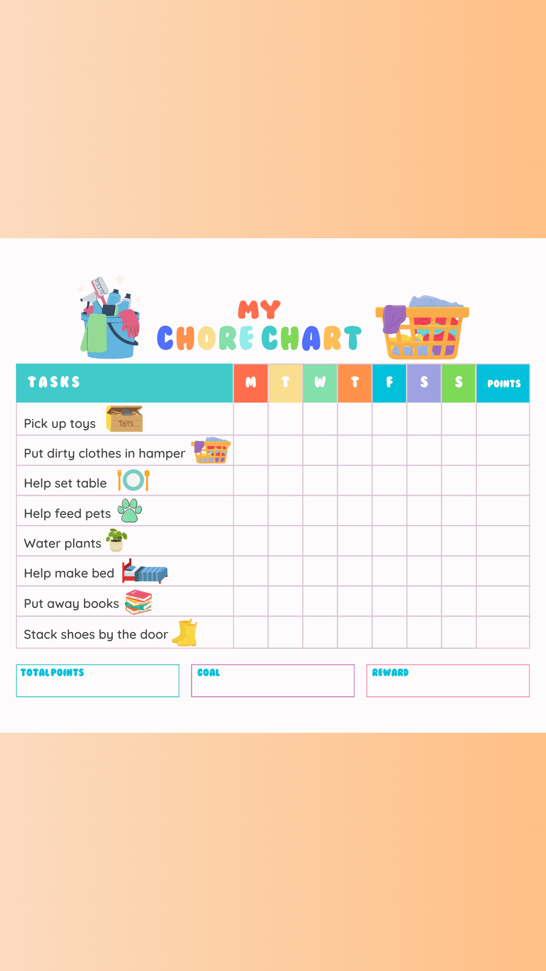 Printable Chore Chart for Preschoolers