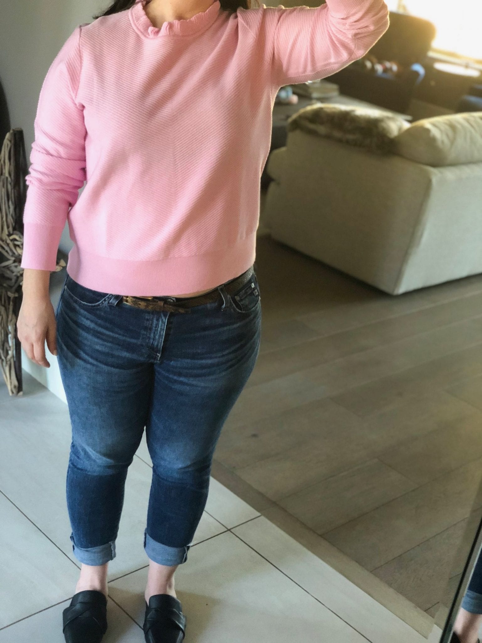 j crew ruffle neck pullover sweater