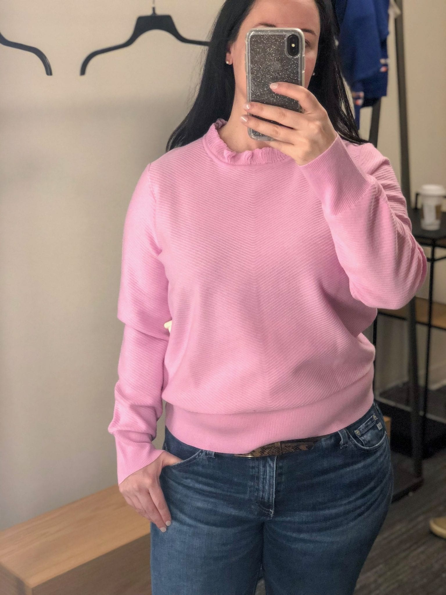 j crew ruffle neck pullover sweater