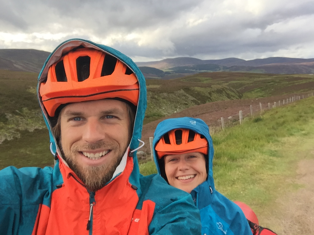 Happy bicycle couple in nature
