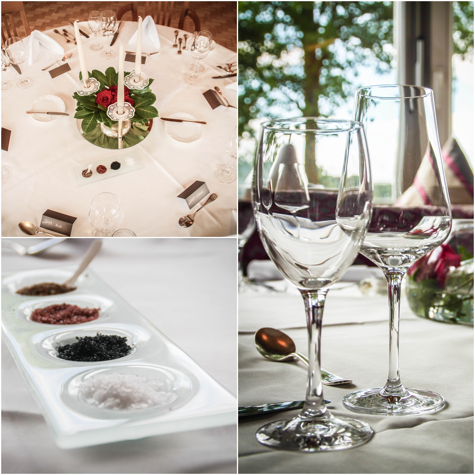 collage of a dinning table at Landhaus Feckl