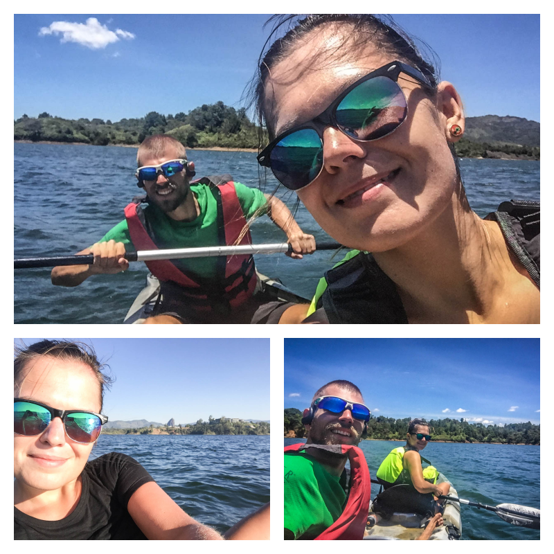 A couple kayaking in Guatapé, Colombia