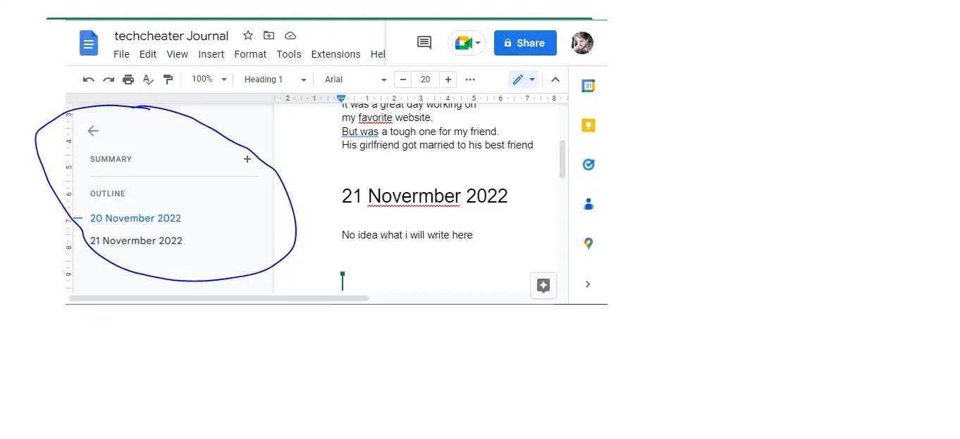 use google docs as journal step 4