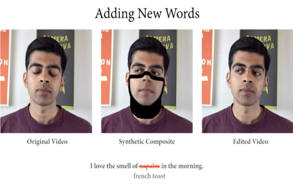 Deepfake algorithm to replace words from speech