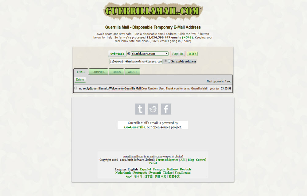 How to send anonymous Email with Guerrilla mail