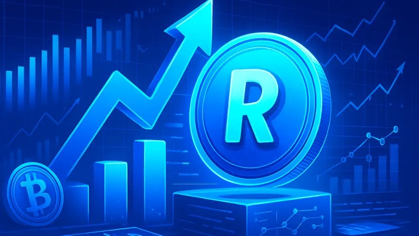 Illustration showing a rising financial chart, Revolut-branded coin, and digital finance graphics symbolizing the fintech company's $115 billion valuation growth.