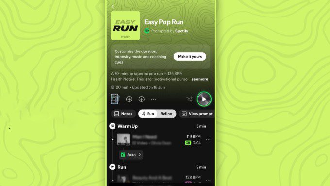 Spotify AI Running Mode interface