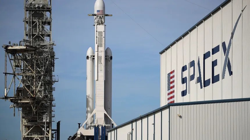 SpaceX rocket at launch facility