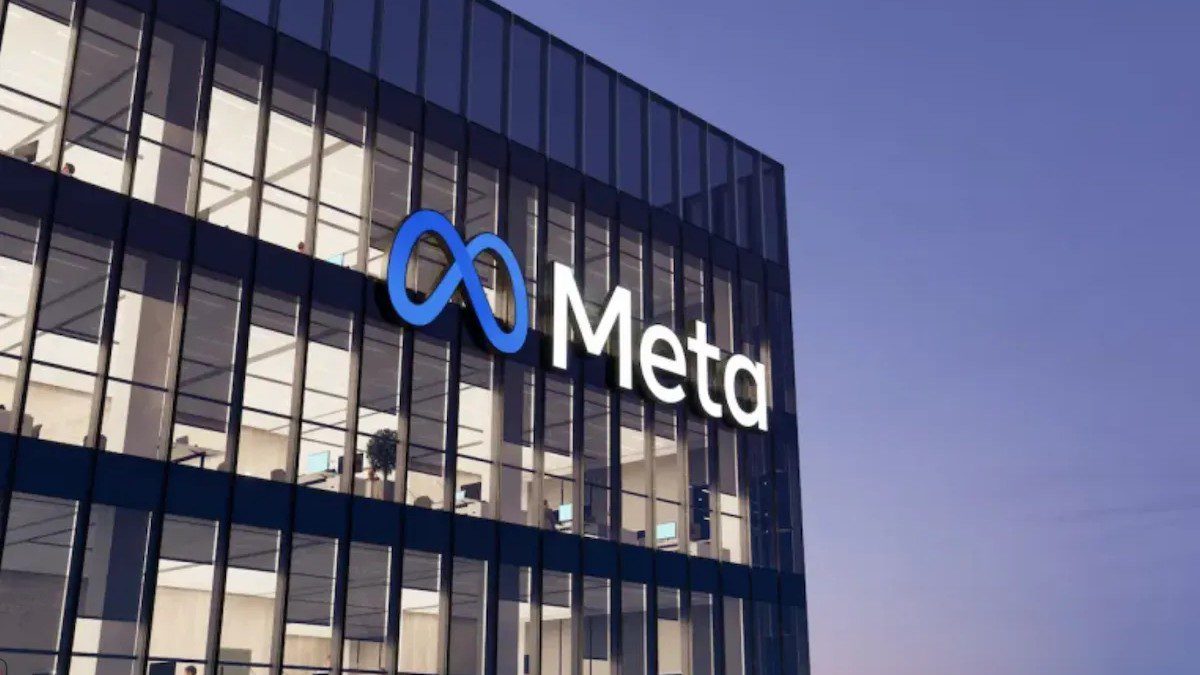Meta Headquarters Building and Corporate Logo