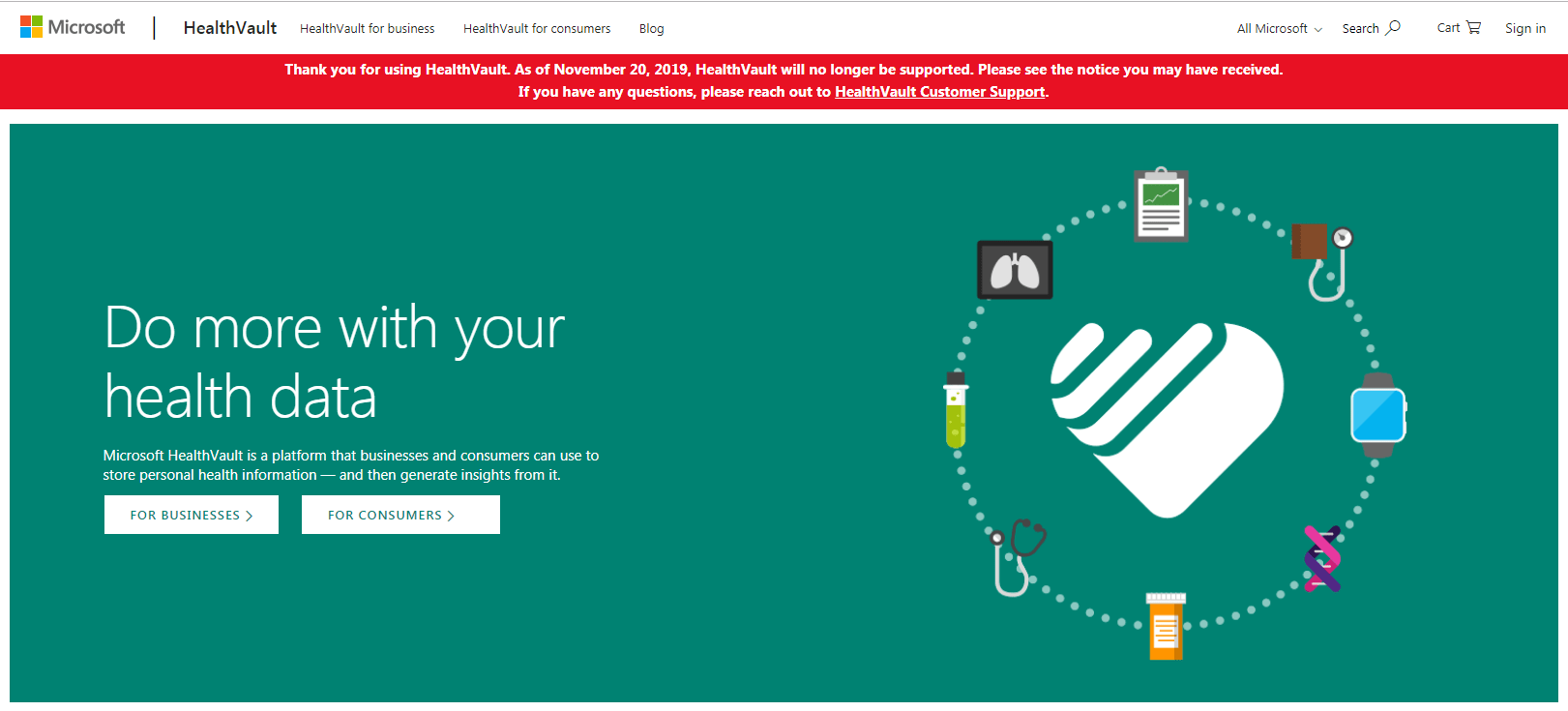 Microsoft HealthVault shutting down in November