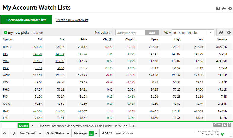 stock watch list