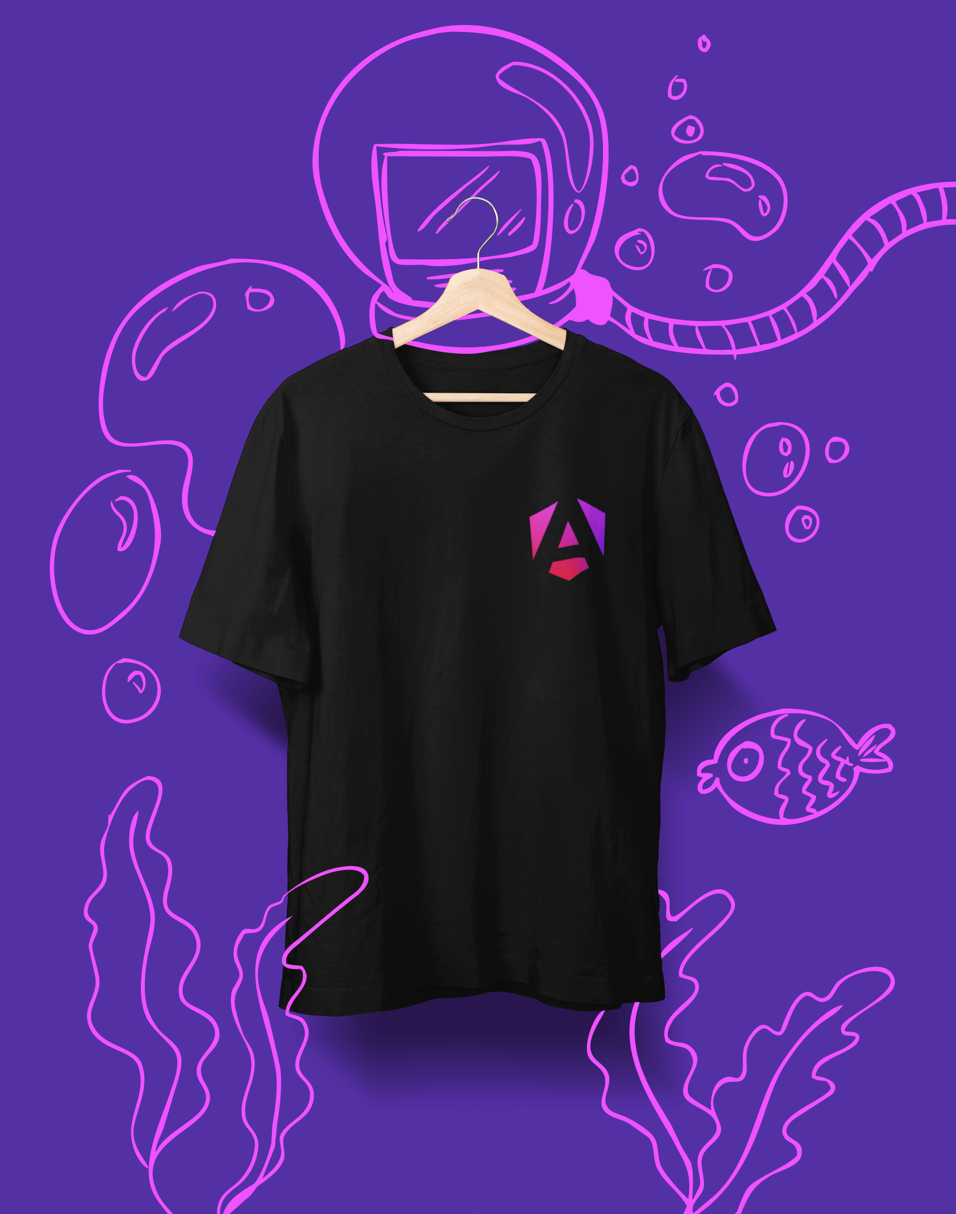 Camiseta Angular para desarrolladores, camiseta negra