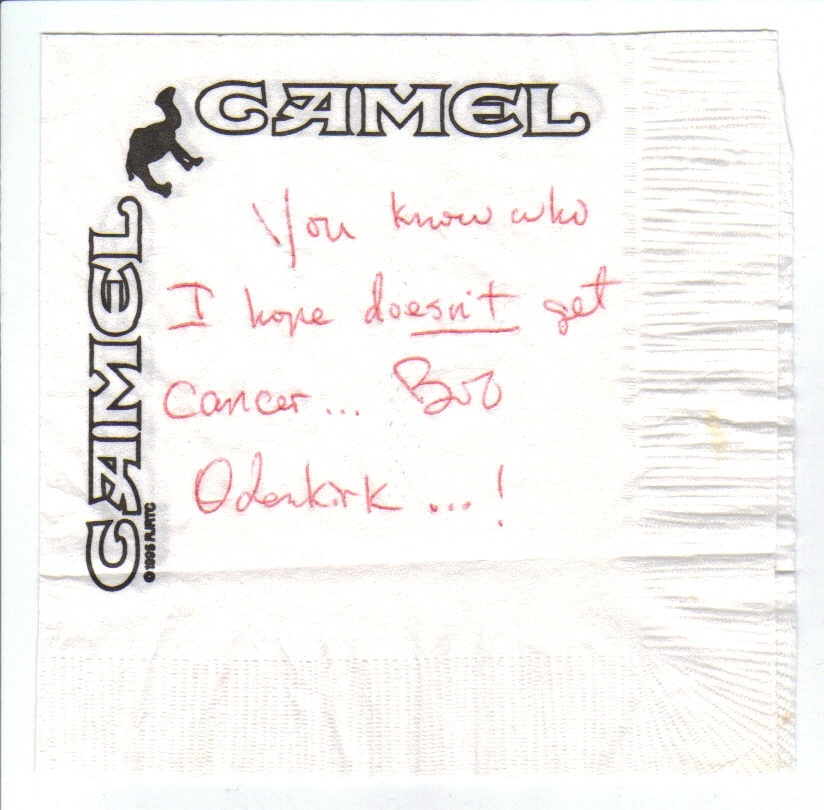 Bob Odenkirk notes on a napkin