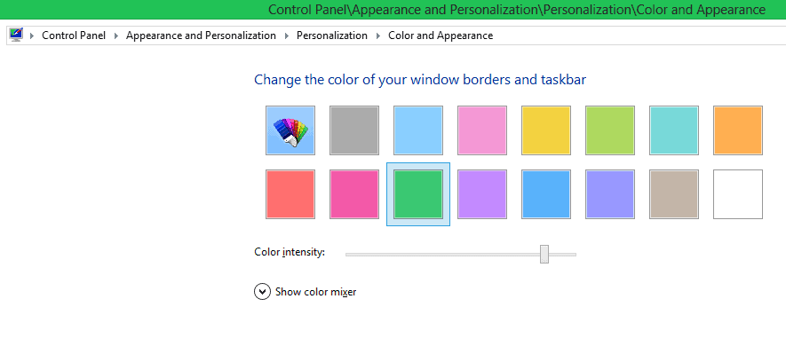 Change Window Border Color in Windows 8