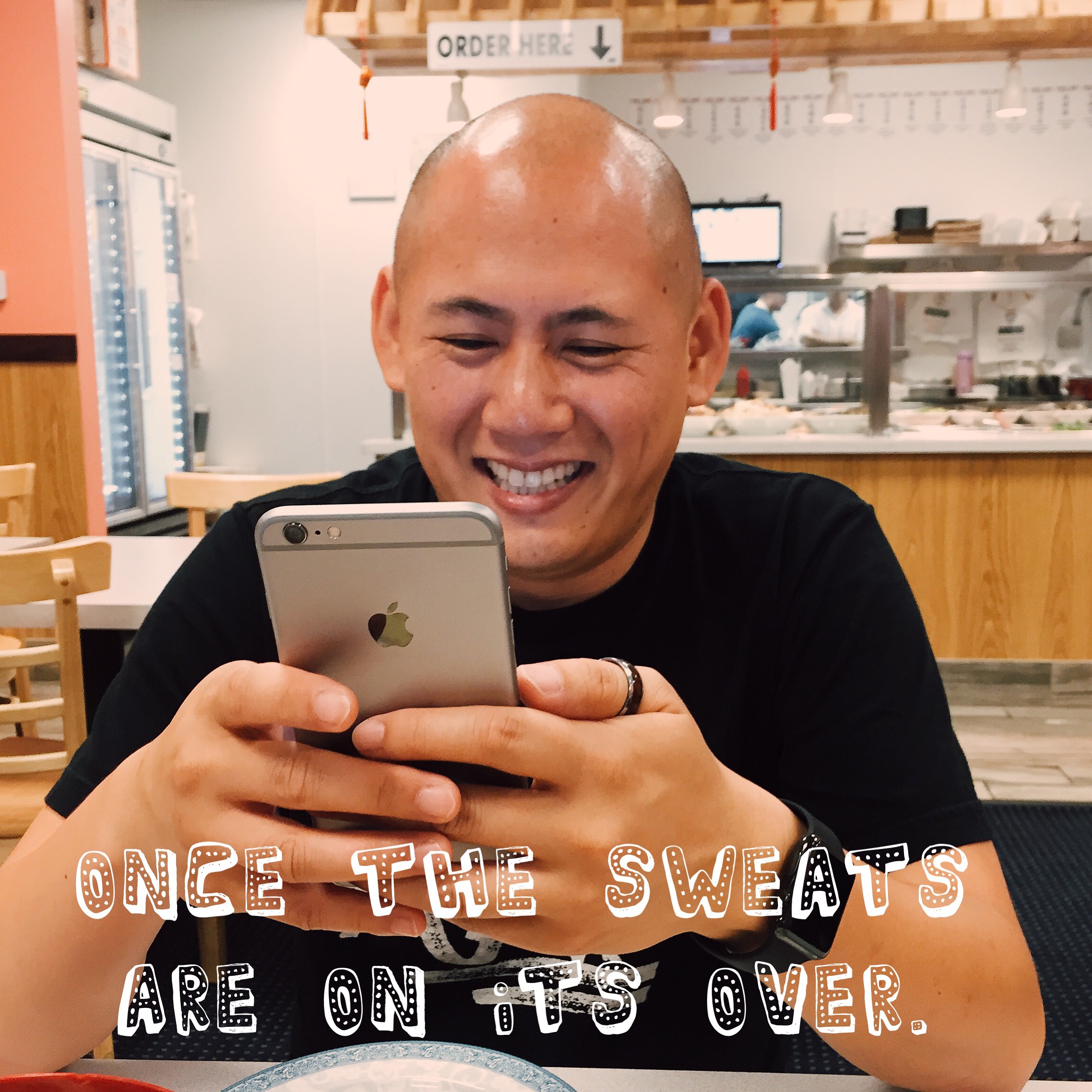 For someone with the precious gem of a last text message as "once the sweats are on its over." I was surprised that he was embarrassed when I wanted to take this photo. Ben used to live a block away from me in elementary school, and now works a block away, but apparently I always ignore him in the Caffe. We ended up reconnecting in 2013 in Singapore of all places, and bonded over having 3 dinners or something. 50/100