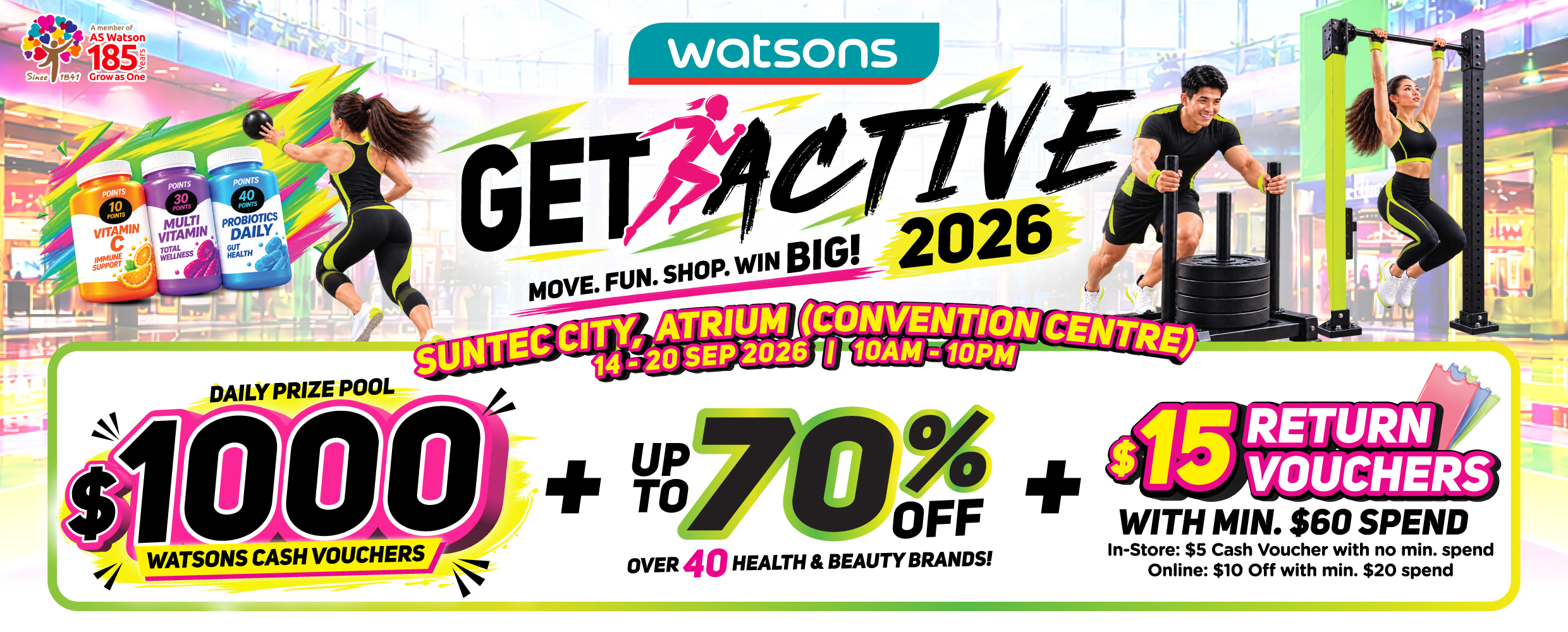Watsons Get Active 2026: A week of fitness, fun and shopping rewards at Suntec City
