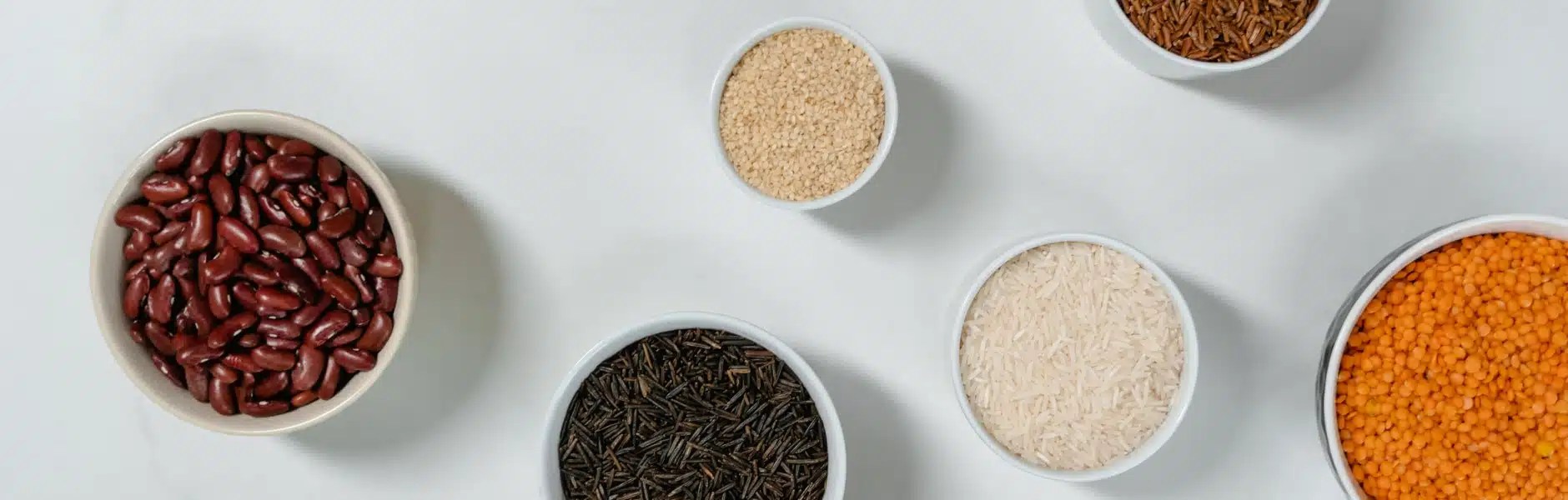 grains and beans in bowls