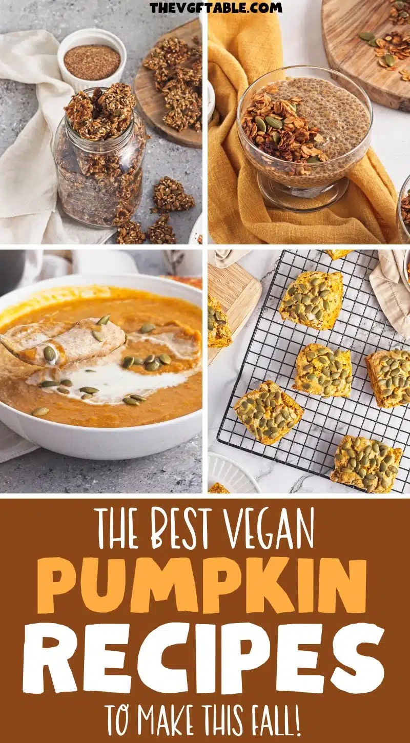 a collage of vegan pumpkin recipes