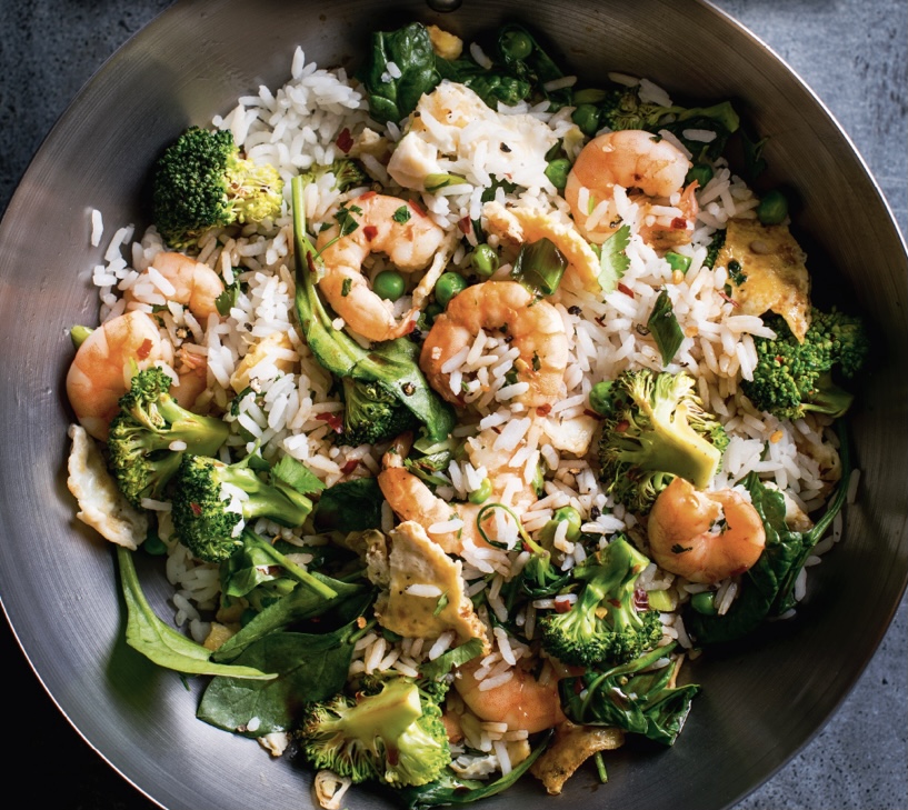Chilli King Prawns With Fried Rice