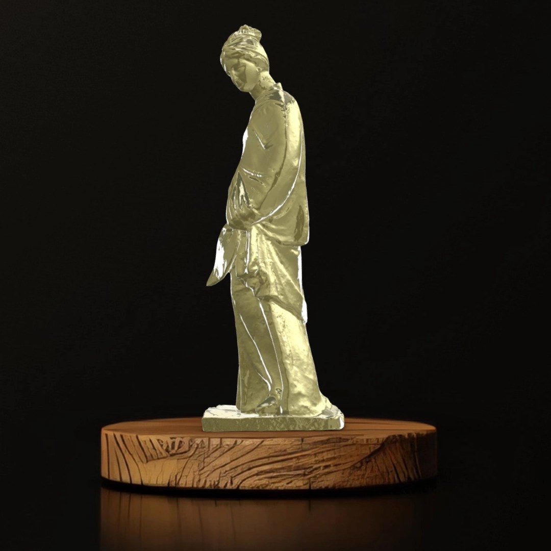 Lady With Hand Fan Figurine - Museum Replica
