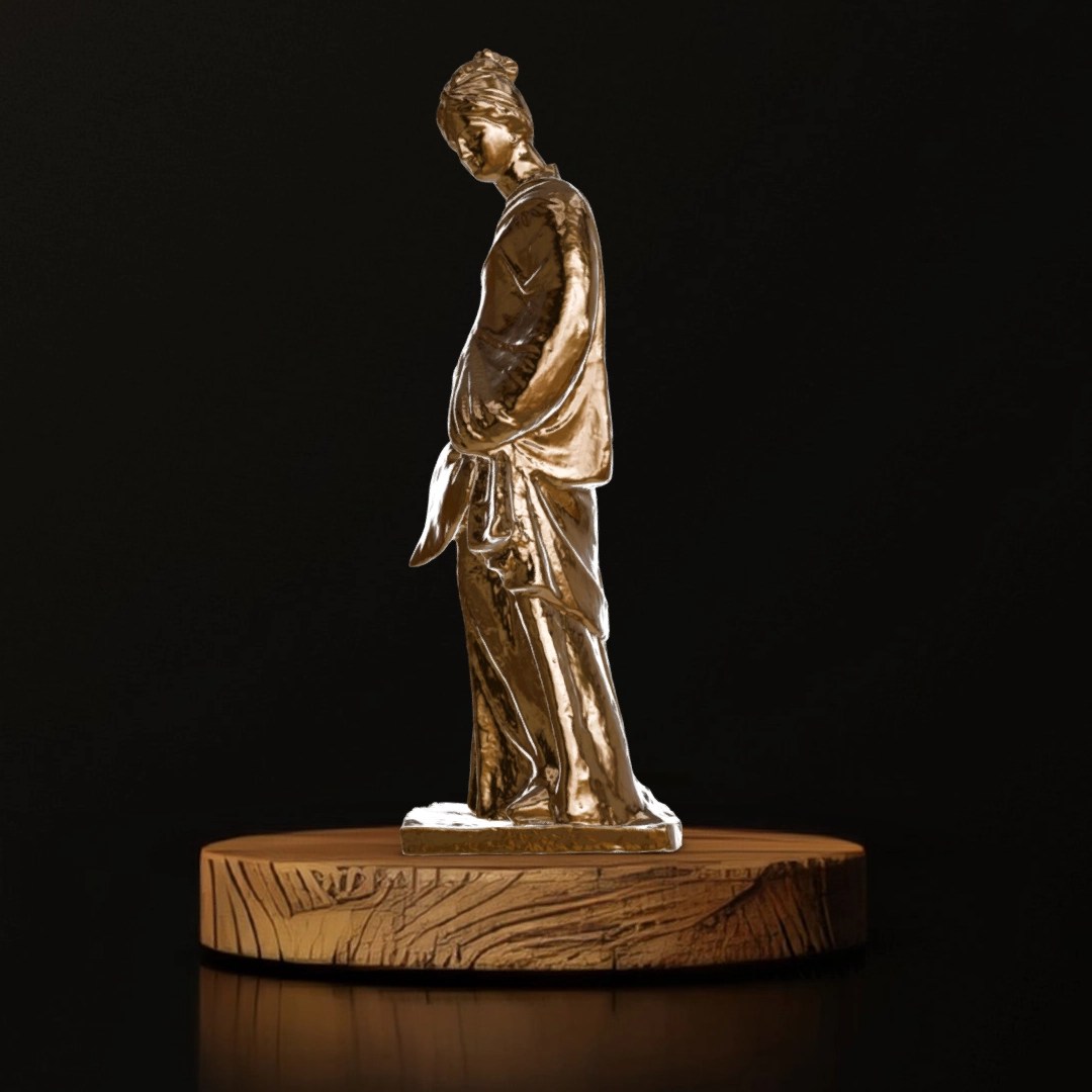 Lady With Hand Fan Figurine - Museum Replica