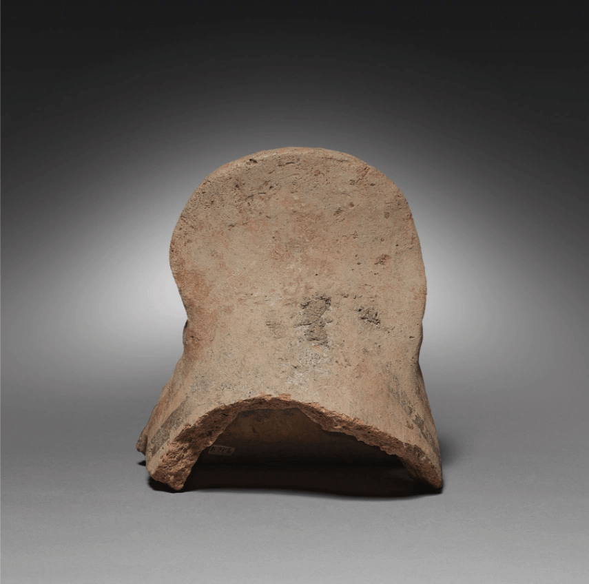 Etruscan terracotta antefix with a maiden’s face backside