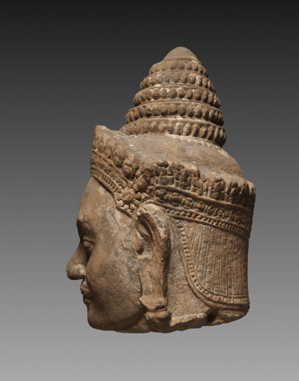 Colossal Head of a Deva (c.1200 CE) 3 Colossal Head of a Deva, side view showing profile and headdress