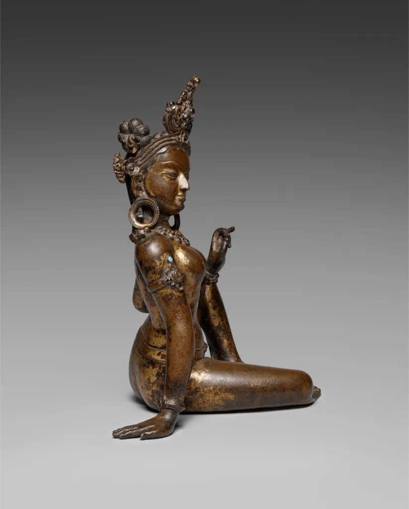 Goddess Uma (1000s CE) 3 Goddess Uma sculpture, 1000s CE, carved figure with jewelry and drapery