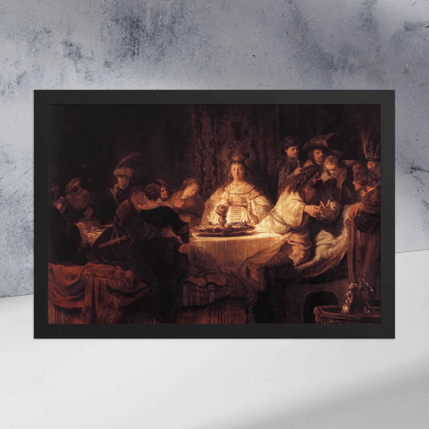 Rembrandt van Rijn - Samson's Riddle (1638) Framed poster