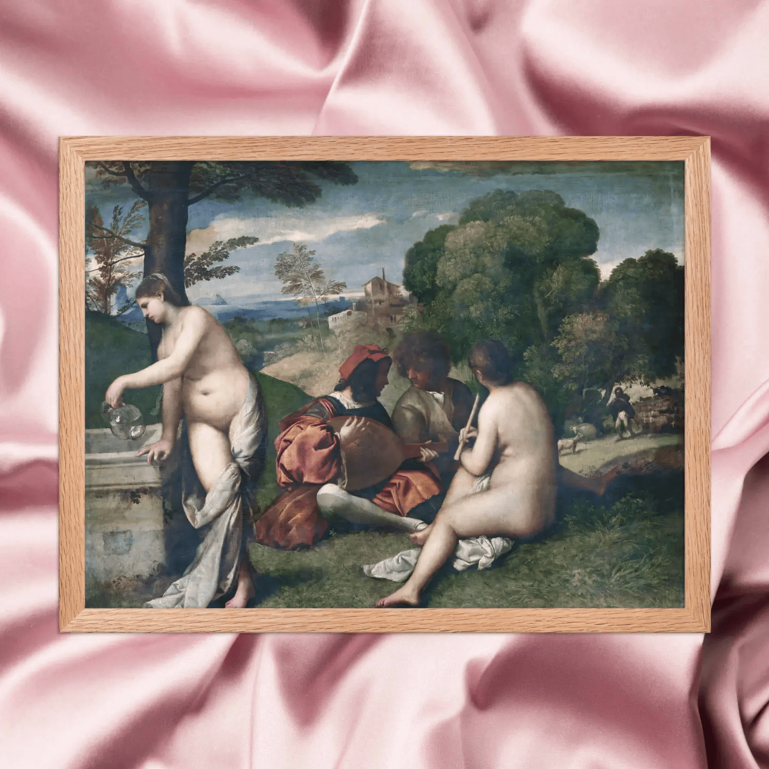 Titian - Pastoral Concert (1509-1510) Framed poster