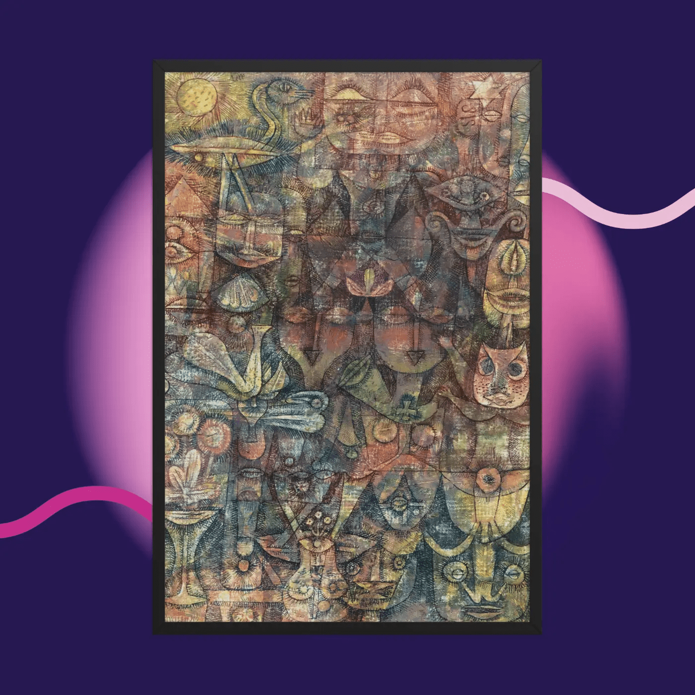 Paul Klee - Night Feast (1921) Framed poster