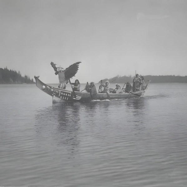 Coming for the Bride, Kwakwaka'wakw people in ceremonial regalia, c. 1914