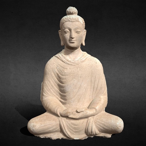 Seated Buddha sculpture in stucco from Gandhara, Kushan period, c. 300s CE