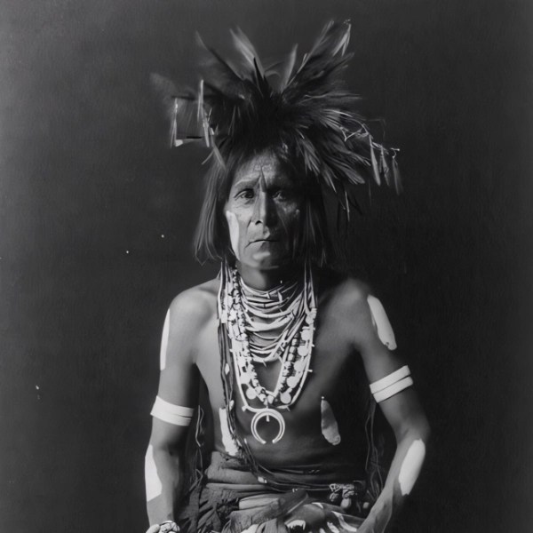 Snake Priest Honovi, Hopi ceremonial portrait photograph, c. 1900