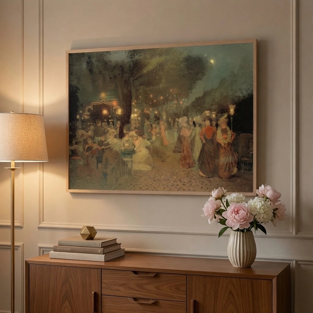 Framed poster with Impressionist art in an elegant black frame
