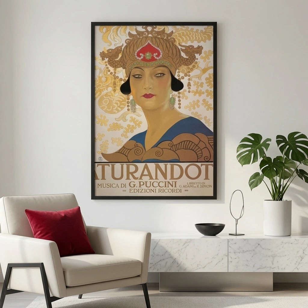 Framed poster with modern art in a minimalist black frame