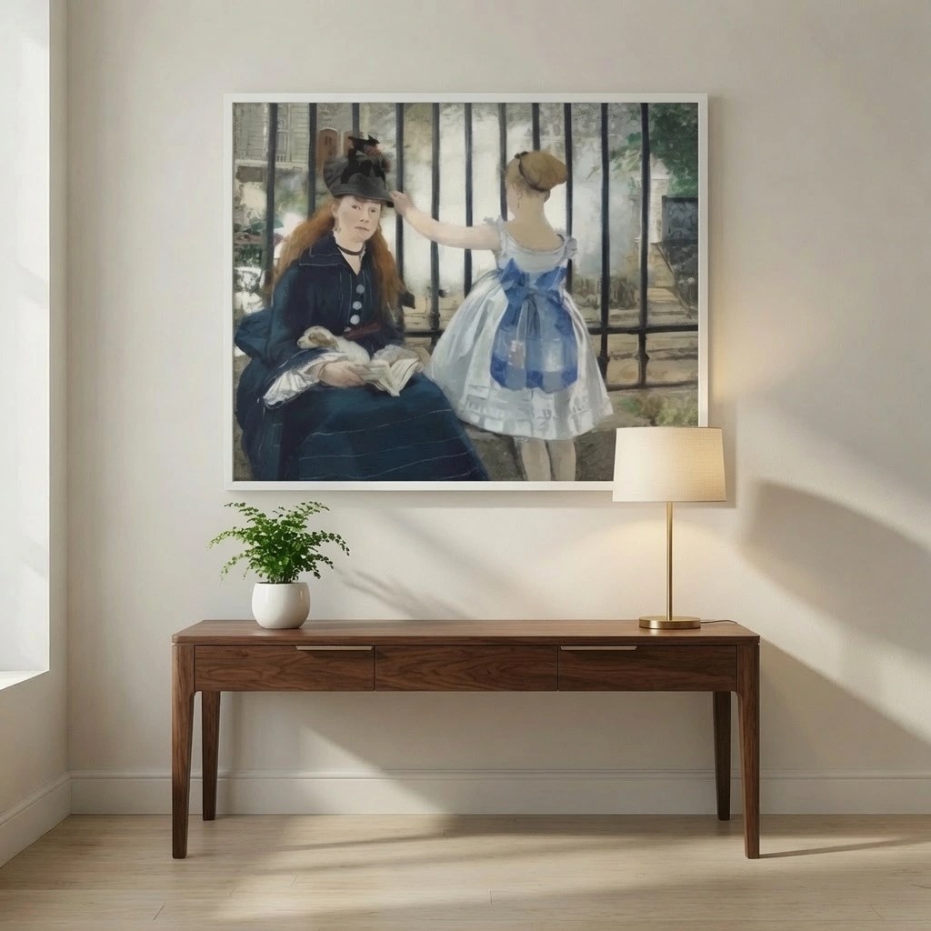 Framed poster with Realist art in a classic black frame