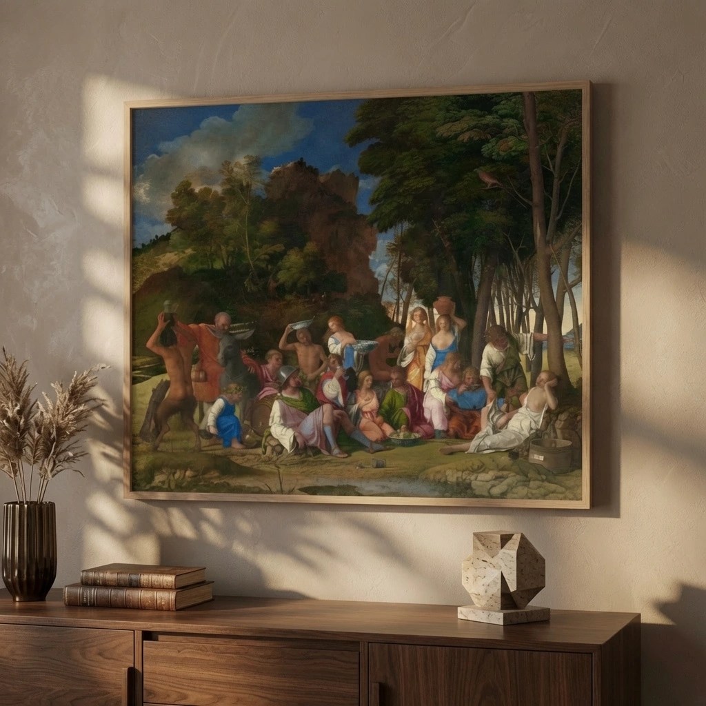 Framed poster with Renaissance art in an elegant black frame