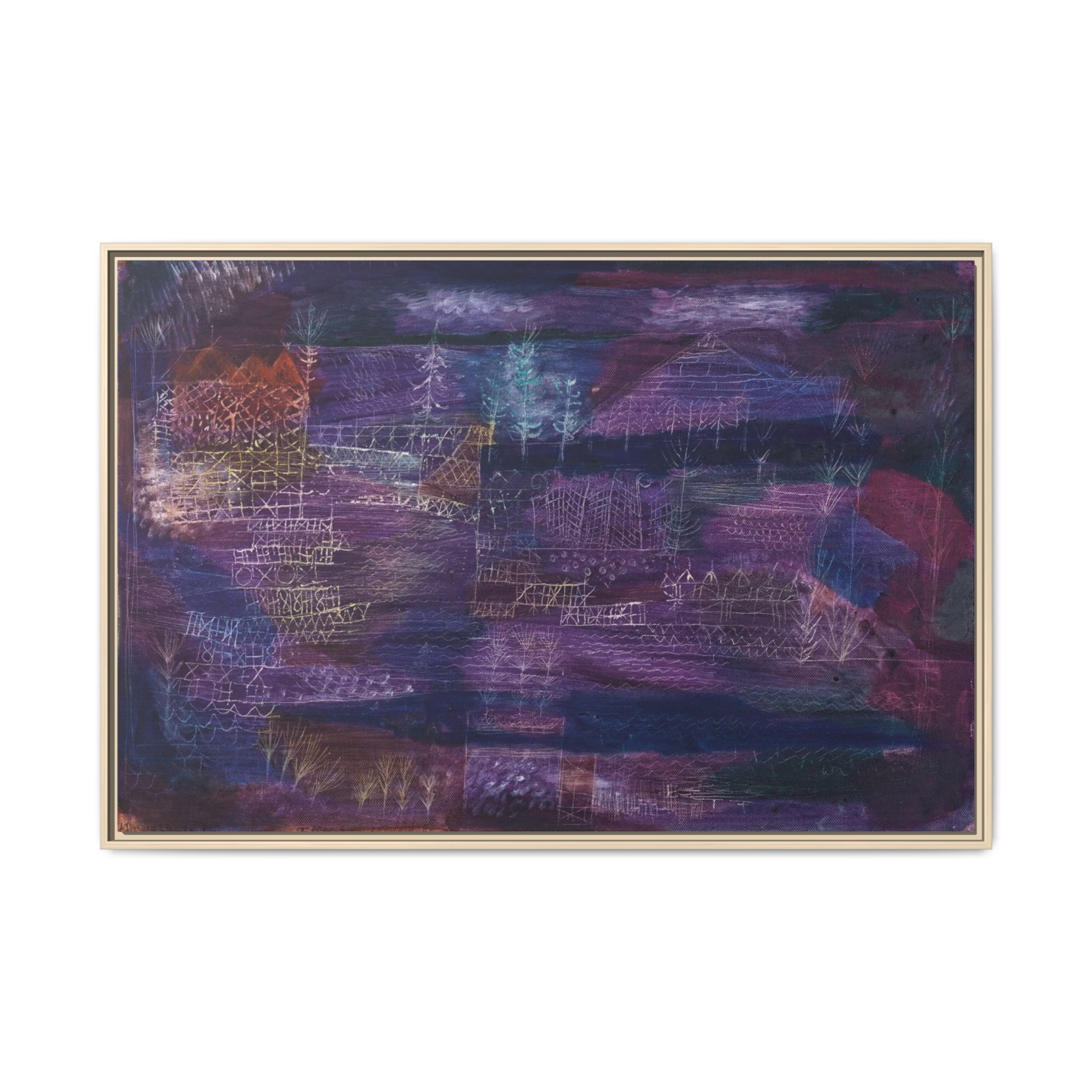 River Construction Landscape (1924) Framed Canvas | Paul Klee Wall Art