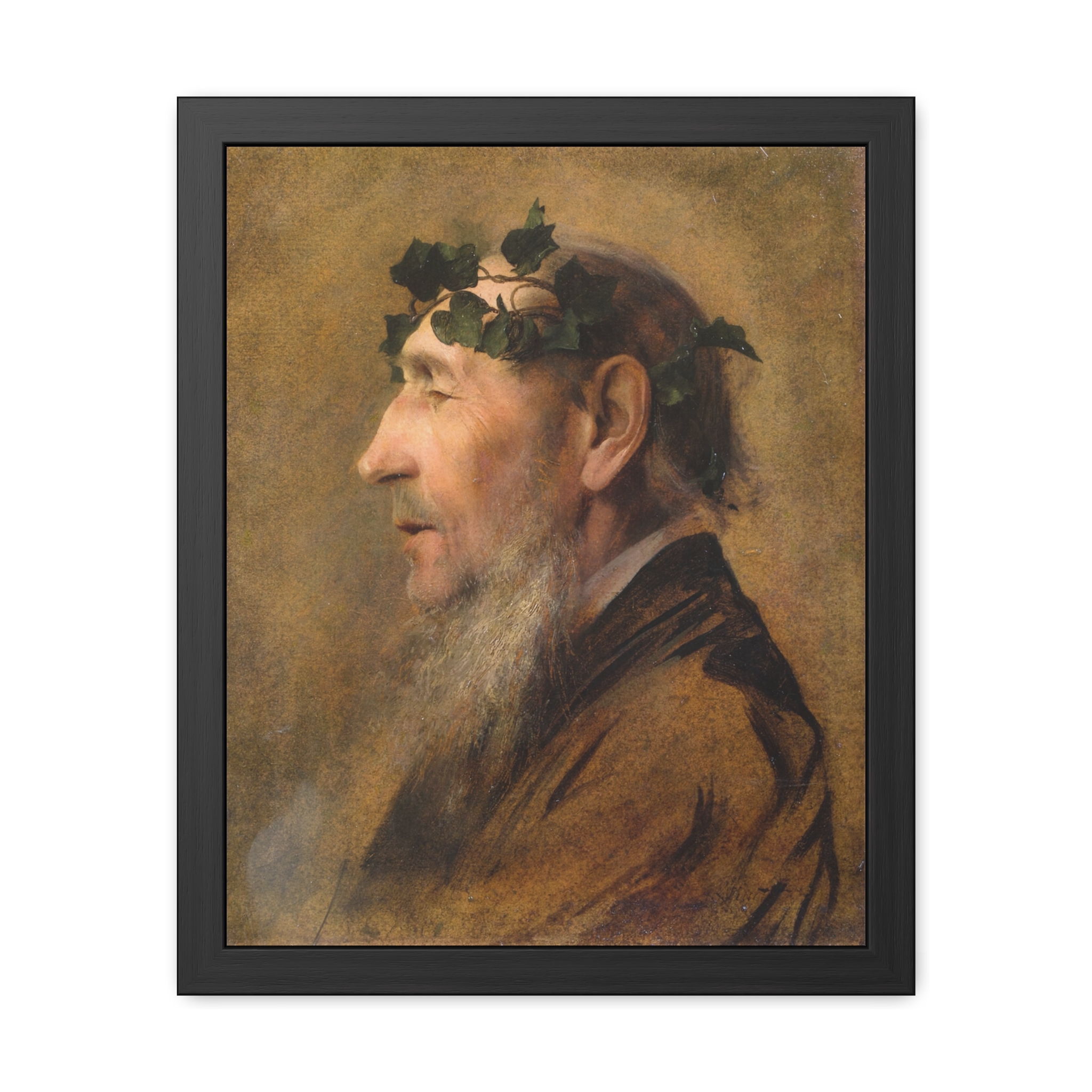 Study of an Old Man with Ivy Wreath (1888-1890) Framed Poster | Gustav Klimt Wall Art