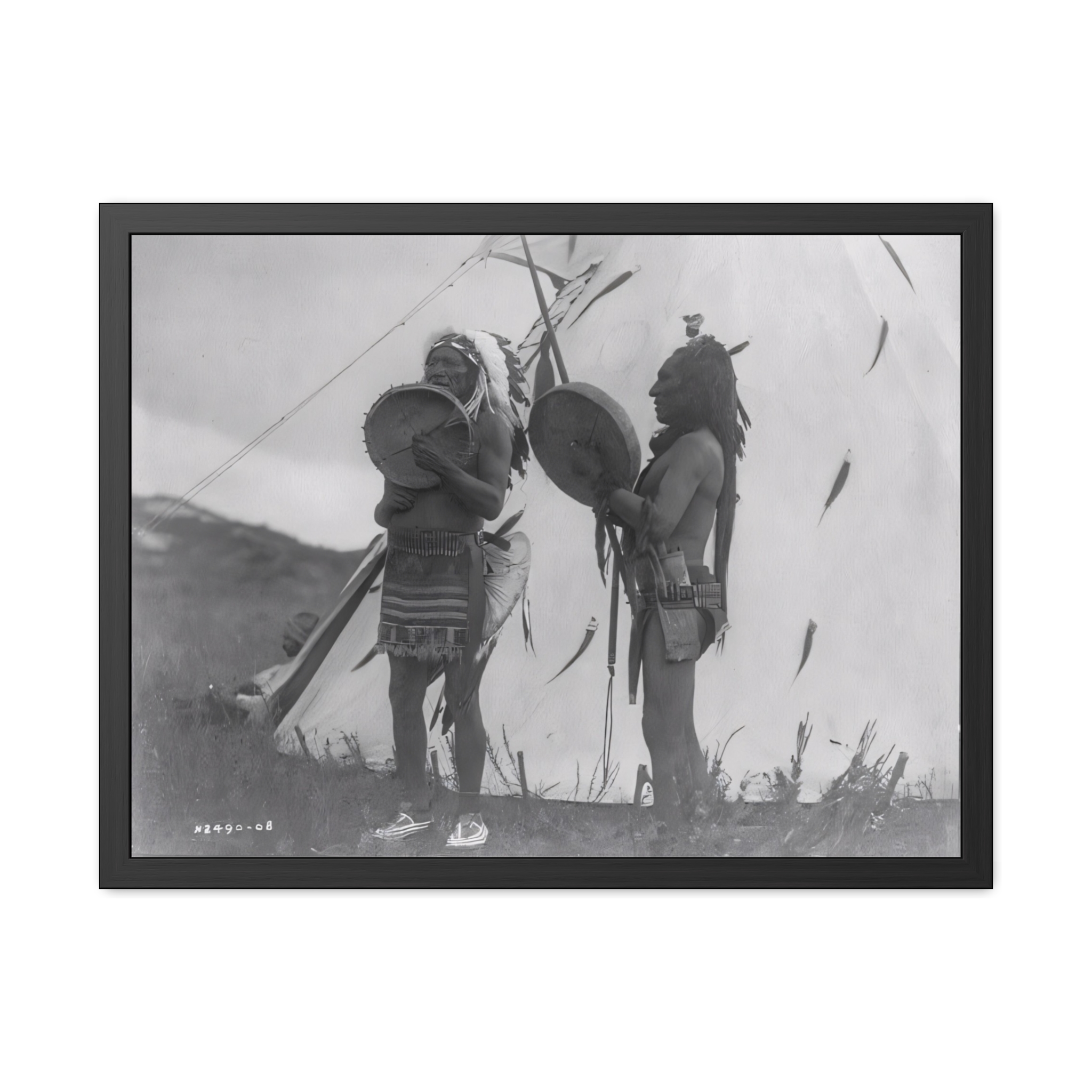 Singing Deeds of Valor, Oglala Lakota (c.1908) Framed Poster | Photo Wall Art