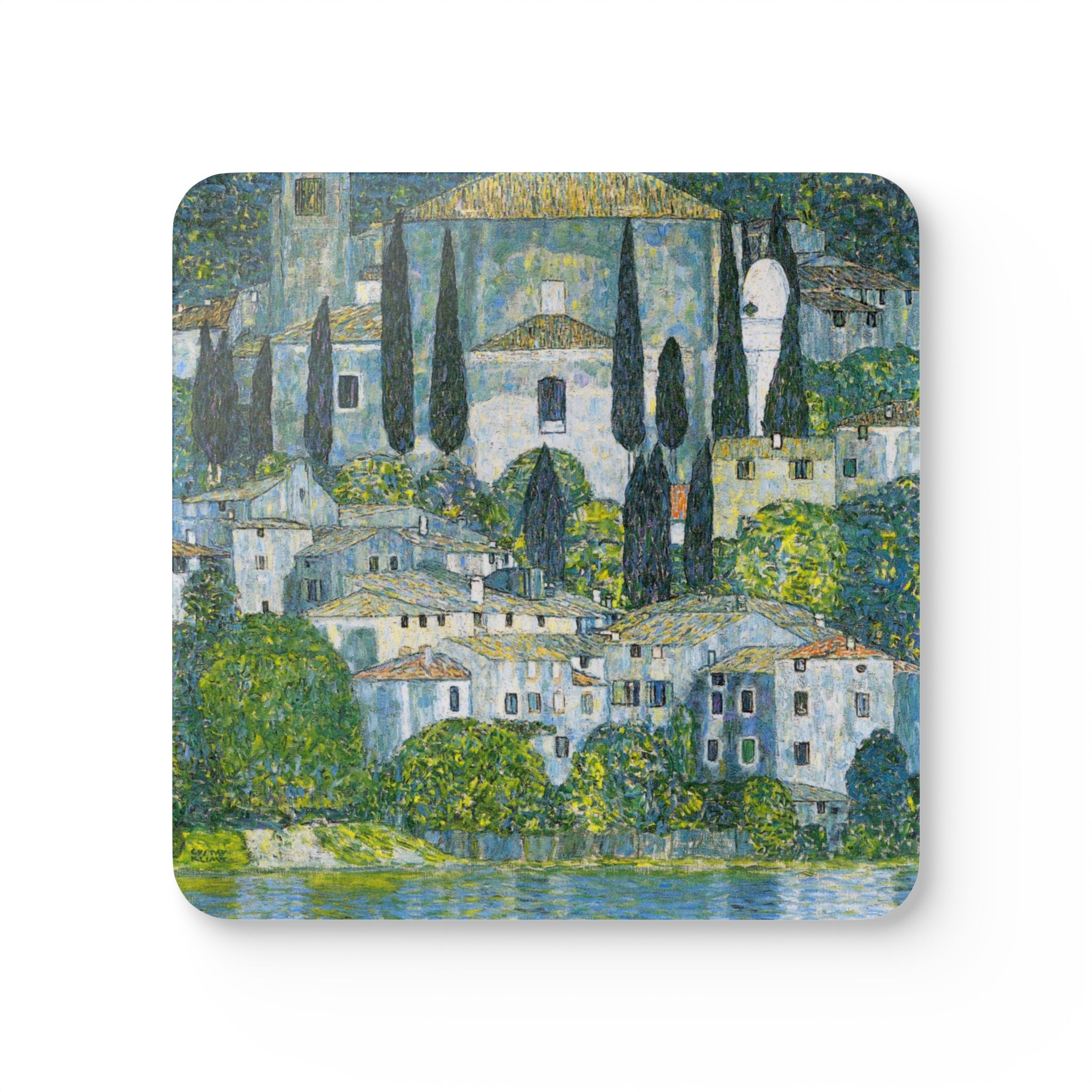 Church in Cassone (1913) Coaster Set | Gustav Klimt