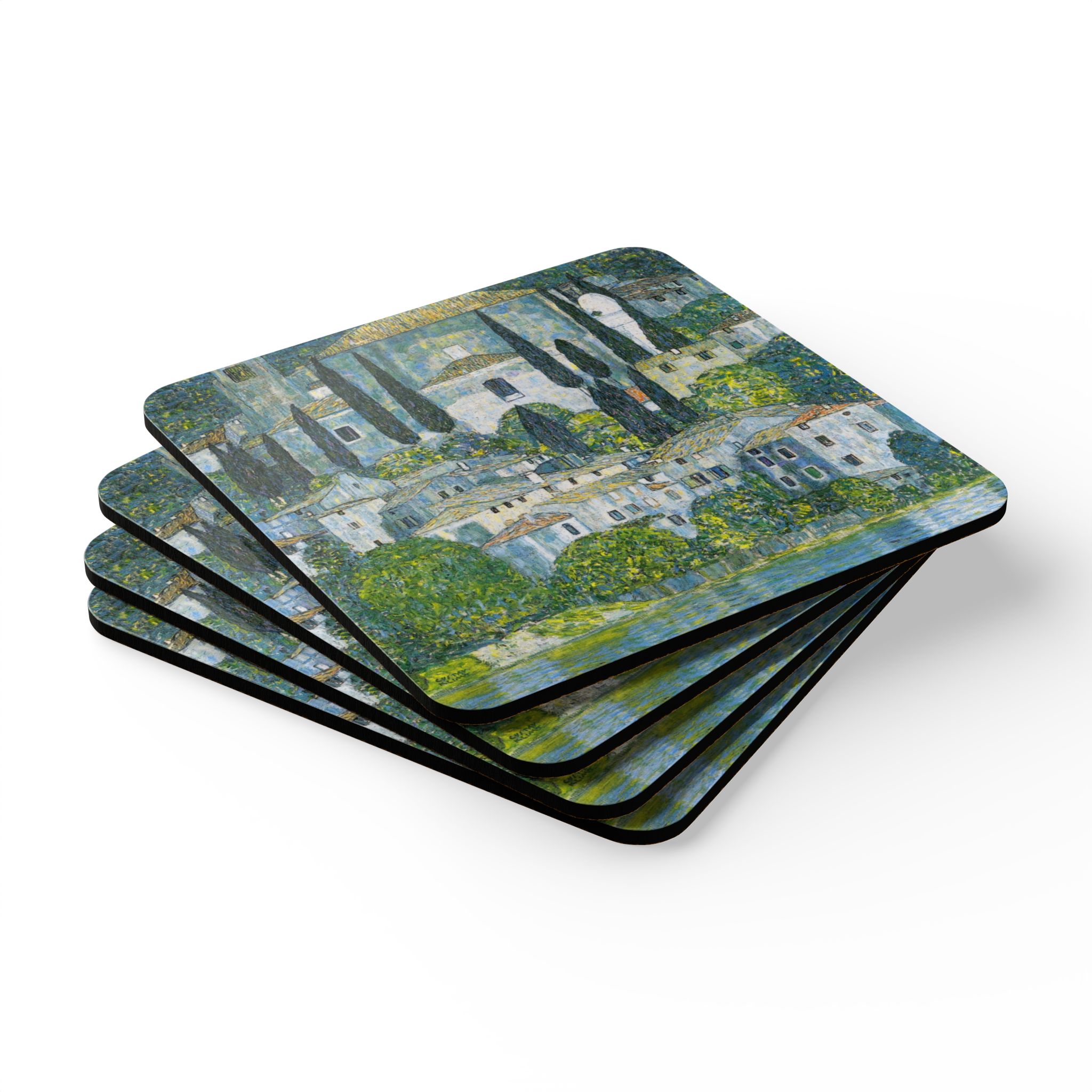 Church in Cassone (1913) Coaster Set | Gustav Klimt
